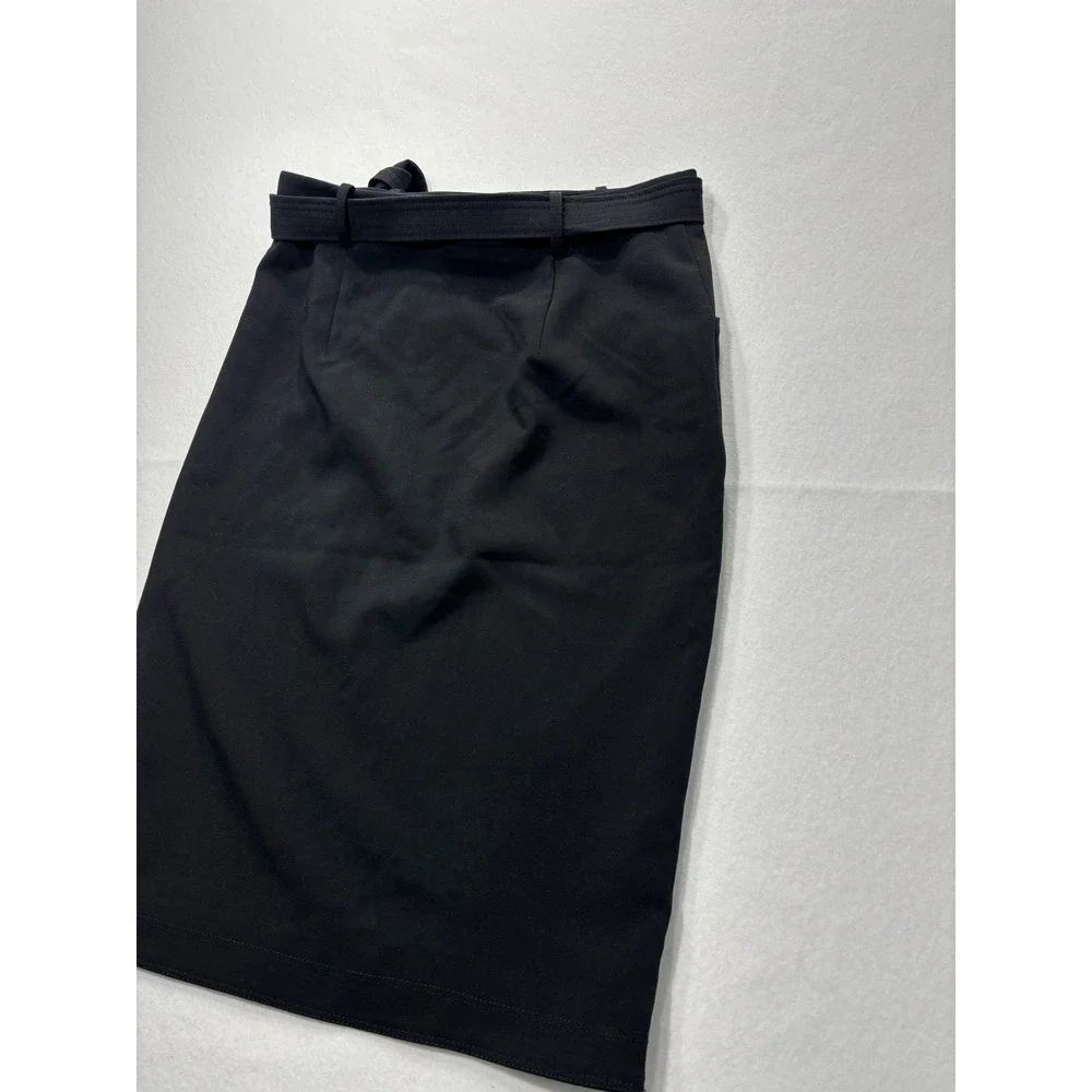 Banana Republic Skirt Womens 6 Black Belted Stretch Knee Length Pencil Work‎